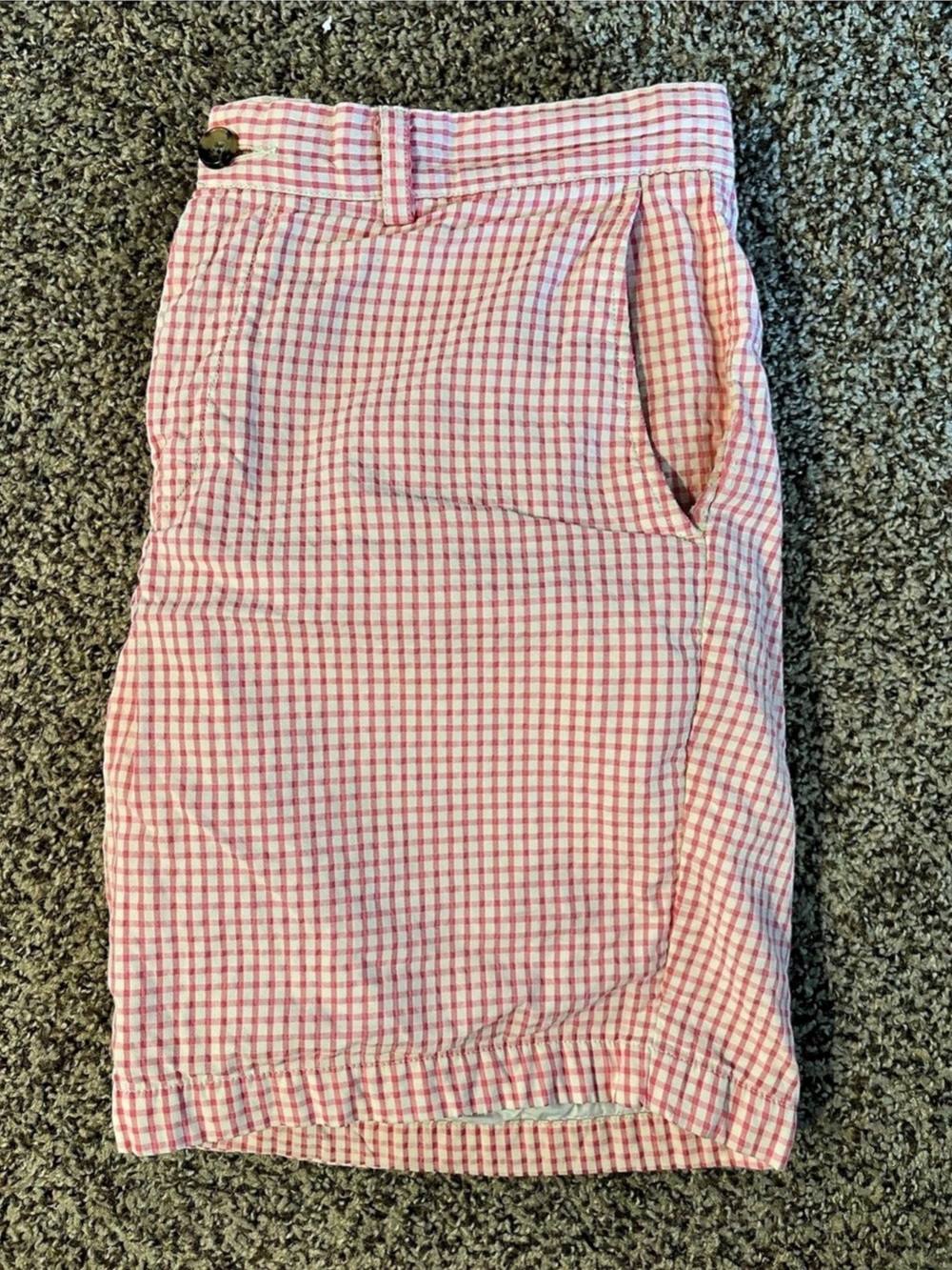 Vineyard Vines Breaker Short Gingham Flat Front Shorts Pink & White Waist 33